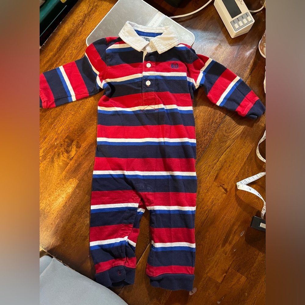 Chaps baby romper, one piece, size 9 months, red, blue, white stripes